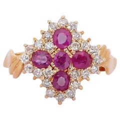Dazzling 18K Yellow Gold Ring w/ 1.43 ct Ruby and Natural Diamonds AIG Cert