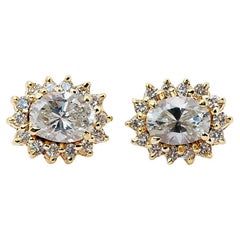 Dazzling 1.92ct Double Excellent Ideal Cut Diamonds Halo Stud Earrings - GIA