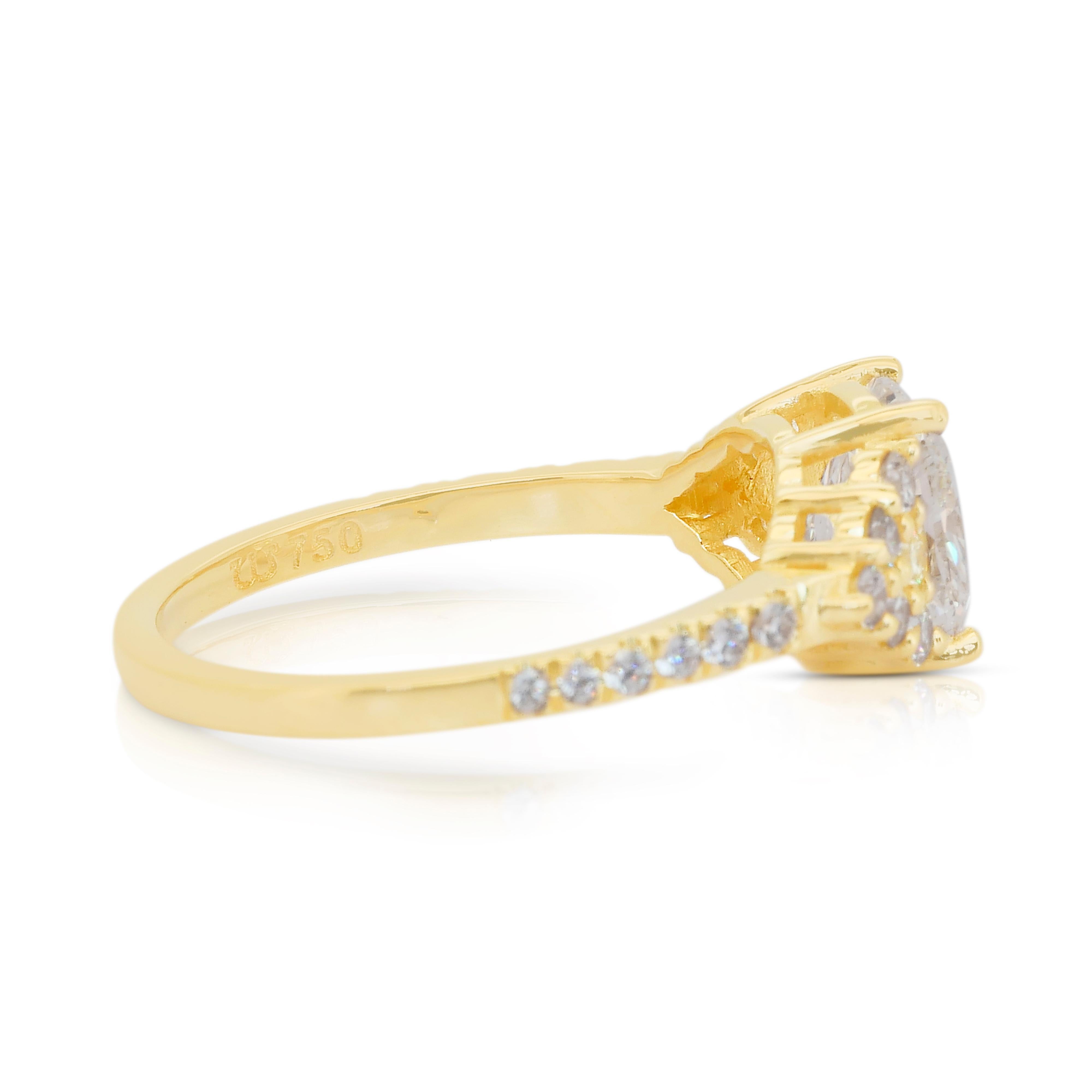 Éblouissante bague en or jaune 18 carats de 1,96 ct de diamants naturels - certifiée IGI Neuf - En vente à רמת גן, IL