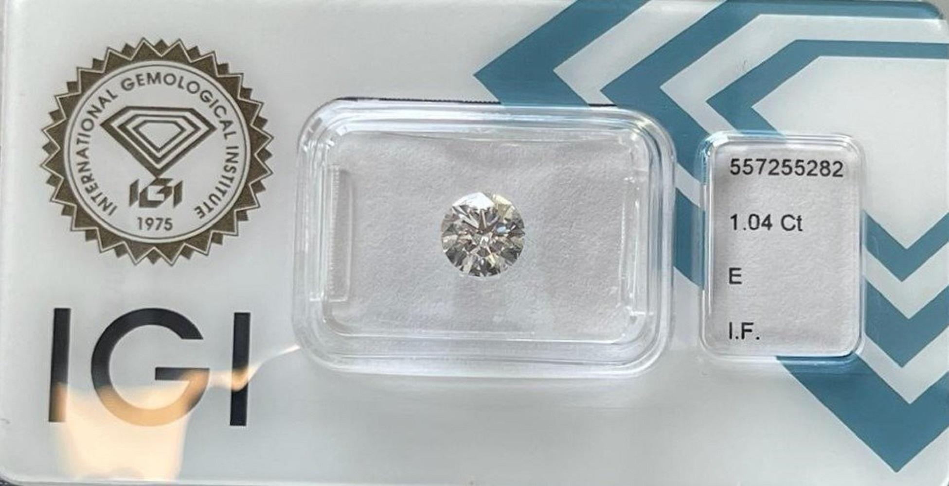 Eblouissant diamant naturel 1pc avec 1,04 ct rond E IF Certificat IGI en vente 2