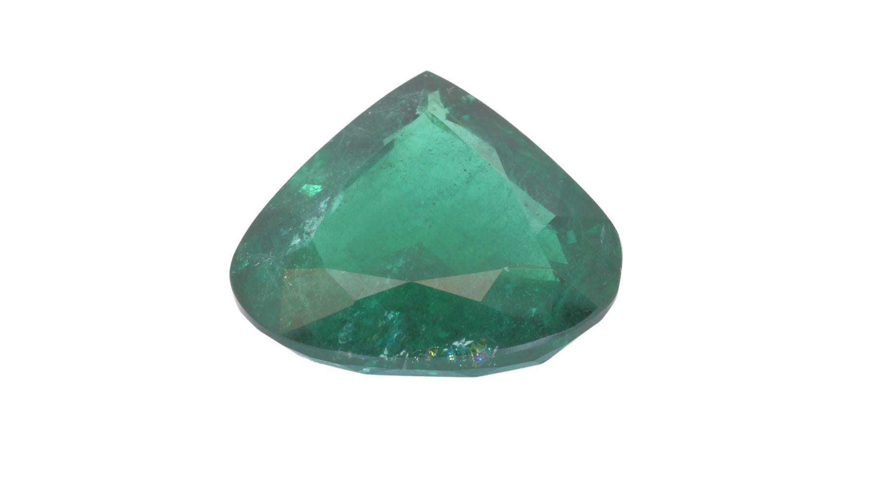 Women's or Men's Dazzling 1Pc Natural Emerald w/ 20.87ct Pear Cut GRS Certificate For Sale