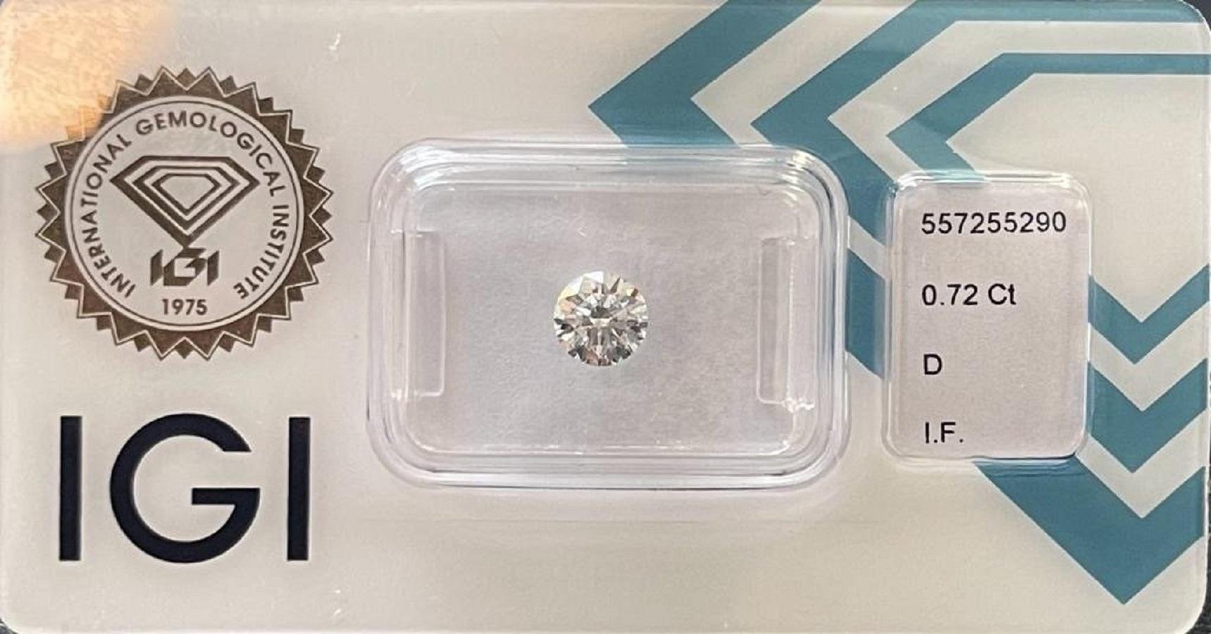 Éblouissant 2 diamants naturels sans défaut avec 1,43 ct rond D IF Certificat IGI Unisexe en vente