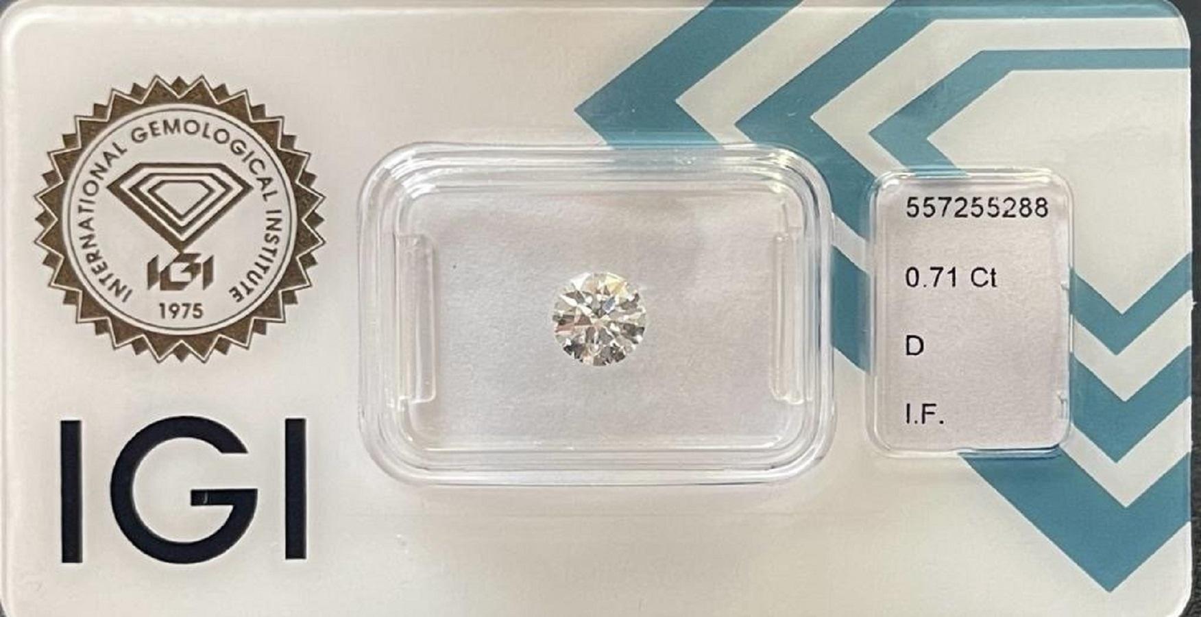 Éblouissant 2 diamants naturels sans défaut avec 1,43 ct rond D IF Certificat IGI en vente 1