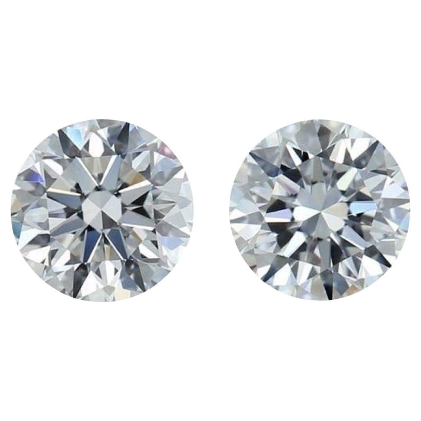 Dazzling 2 Pcs Flawless Natural Diamonds with 1.43ct Round D IF IGI Certificate