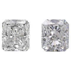 Dazzling 2 pcs Natural Diamonds with 1.41 ct Radiant D VVS1 GIA Certificate