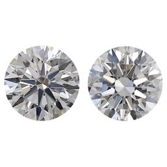 Dazzling 2 Pcs Natural Diamonds with 1.80 Ct Round H VVS1, GIA Certificate