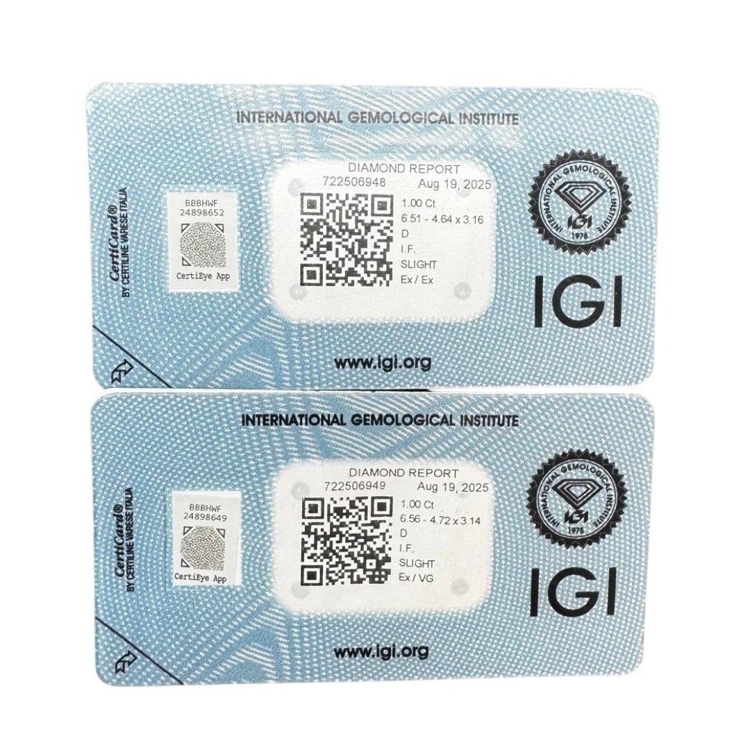 Éblouissante paire de diamants taille émeraude de 2,00ct - certifiée IGI en vente 3