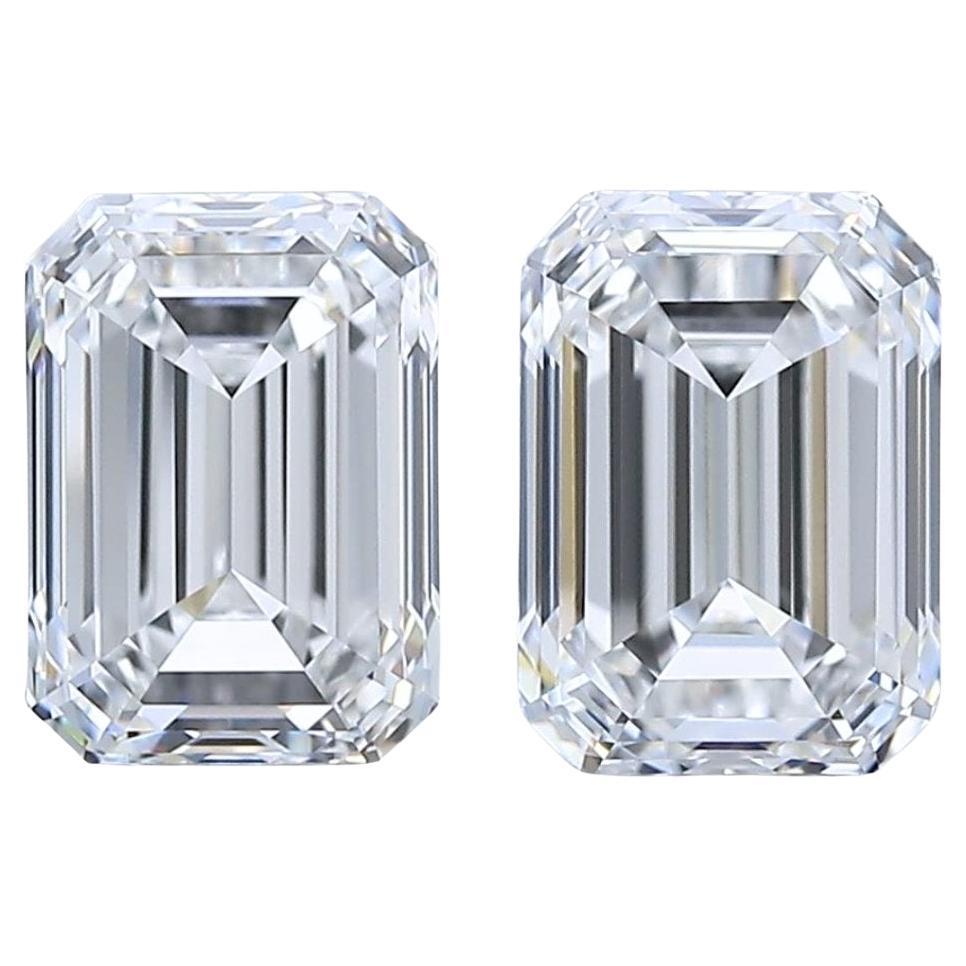 Deslumbrante pareja de diamantes talla esmeralda de 2,00 ct - Certificado IGI