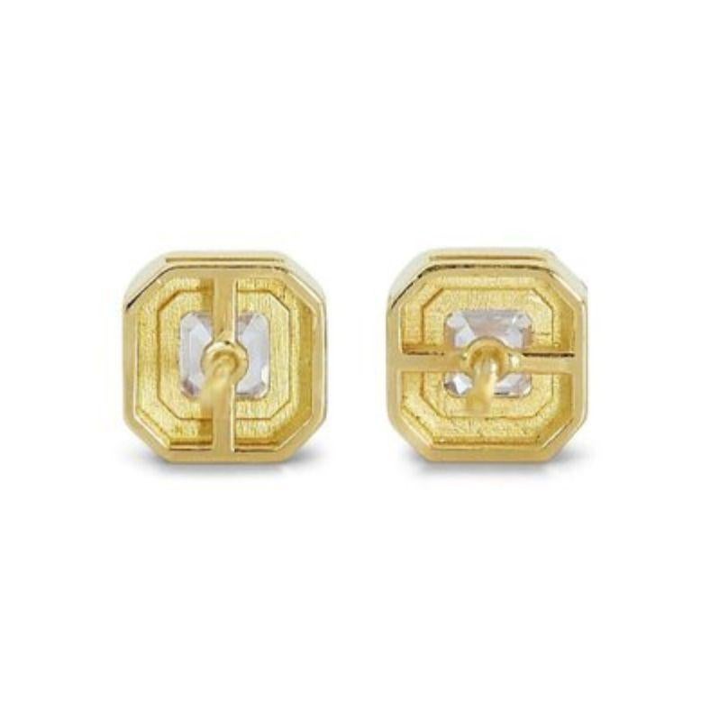 Dazzling 2.01ct Asscher Diamond Earrings in Gleaming 18K Yellow Gold For Sale 1