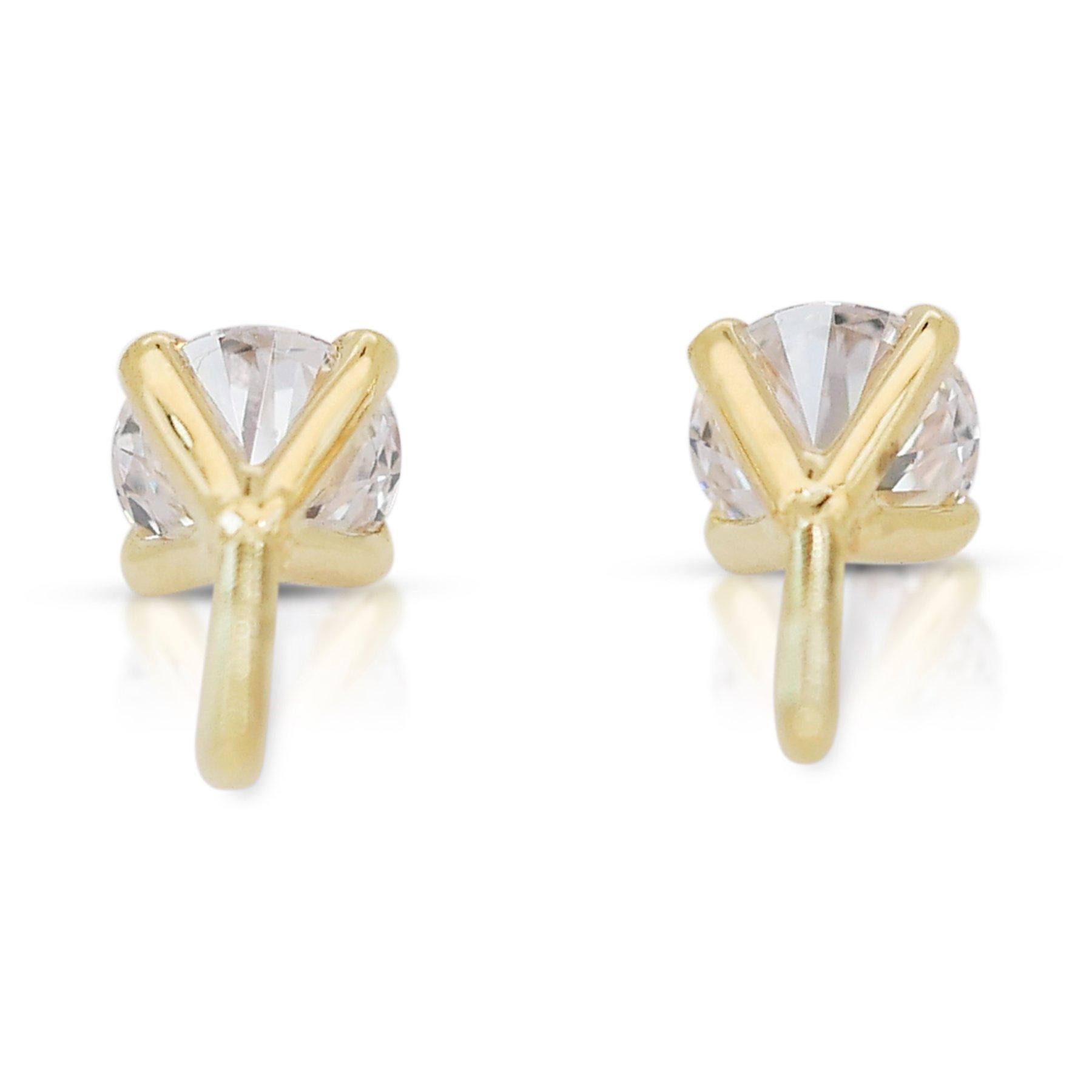 Dazzling 2.01ct Triple Excellent Ideal Cut Diamonds Stud Earrings 1