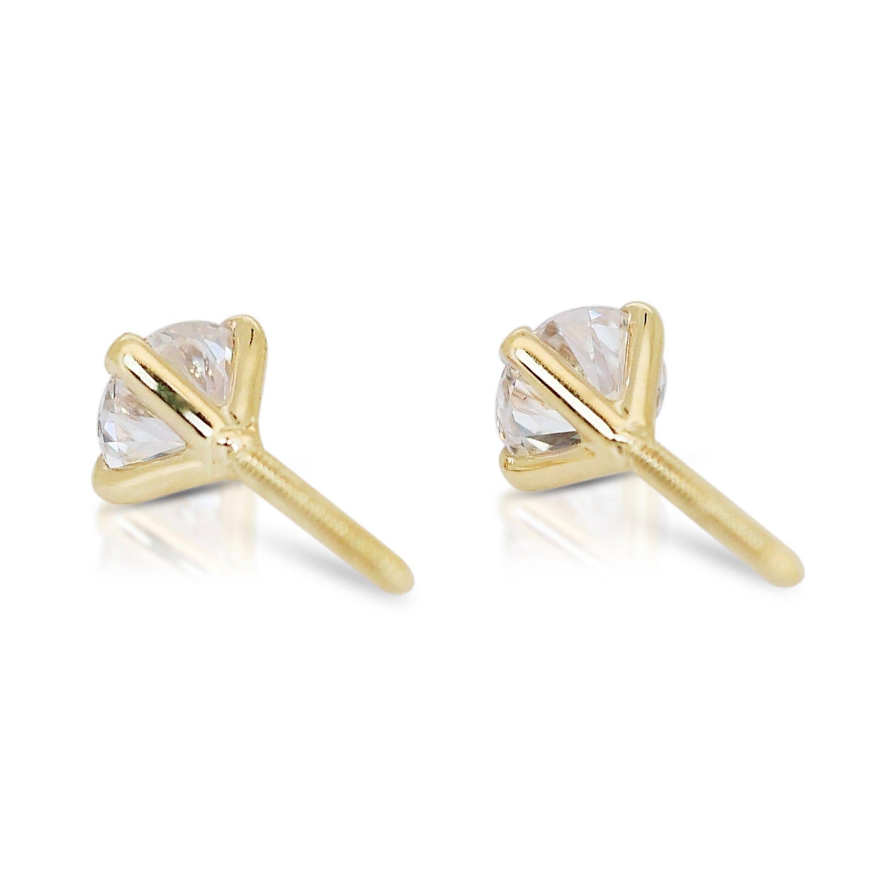 Dazzling 2.01ct Triple Excellent Ideal Cut Diamonds Stud Earrings 2
