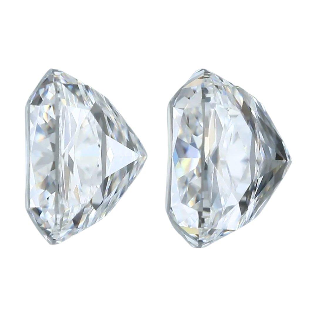 Deslumbrante pareja de diamantes en forma de cojín de talla ideal excelente doble de 2,03 ct en Nuevo estado para la venta en רמת גן, IL
