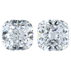 Dazzling 2.03ct Double Excellent Ideal Cut Pair of Cushion-Shaped Diamonds