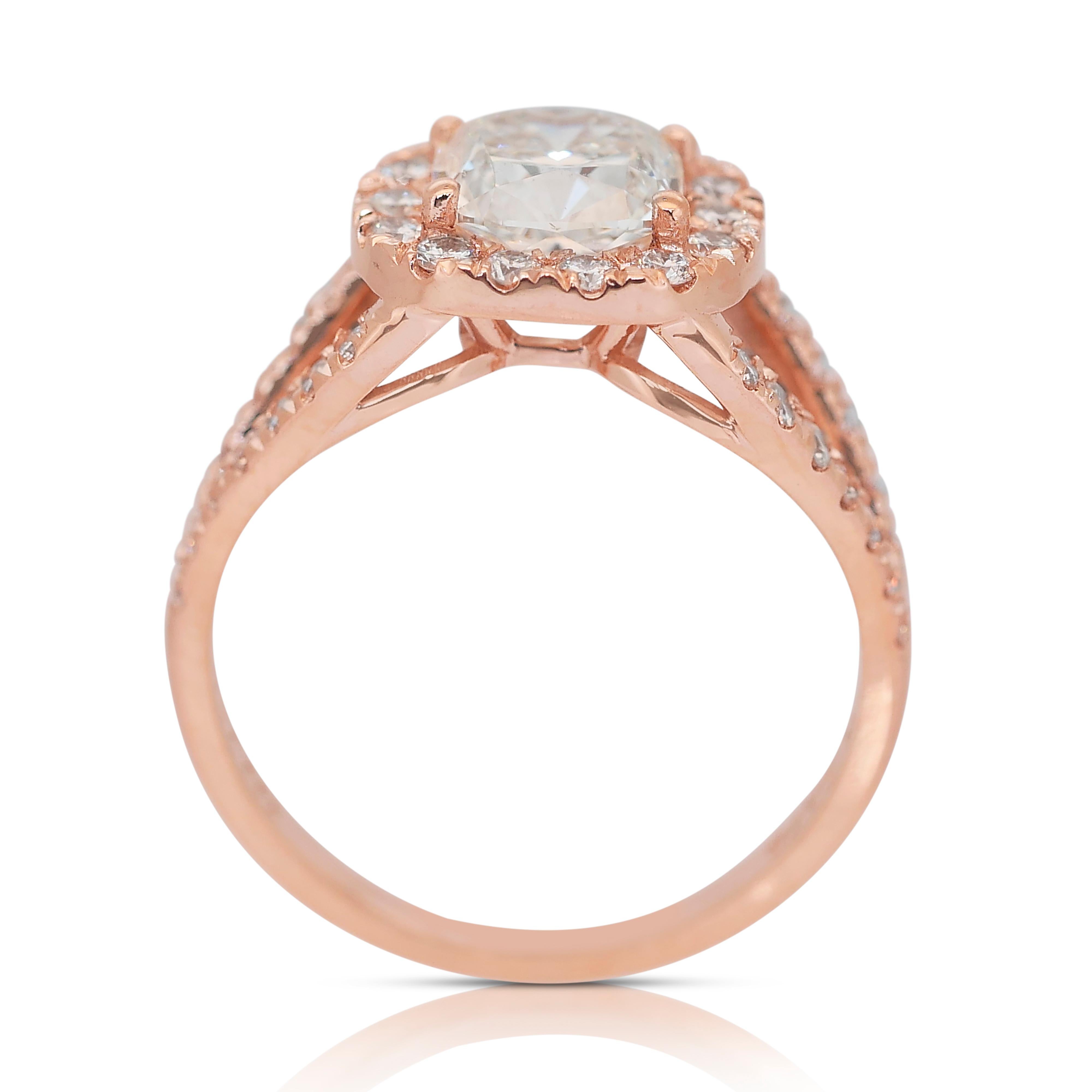 Dazzling 2.09ct Diamonds Halo Ring in 18k Rose Gold - IGI Certified 3
