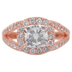Schillernder Halo-Ring aus 18 Karat Roségold mit 2,09 Karat Diamanten - IGI-zertifiziert