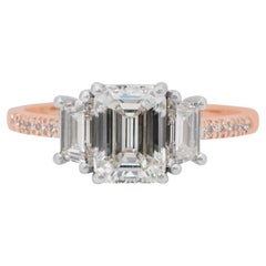 Dazzling 2.12ct Diamonds 3-Stone Ring in 18k Rose & White Gold - IGI Certified
