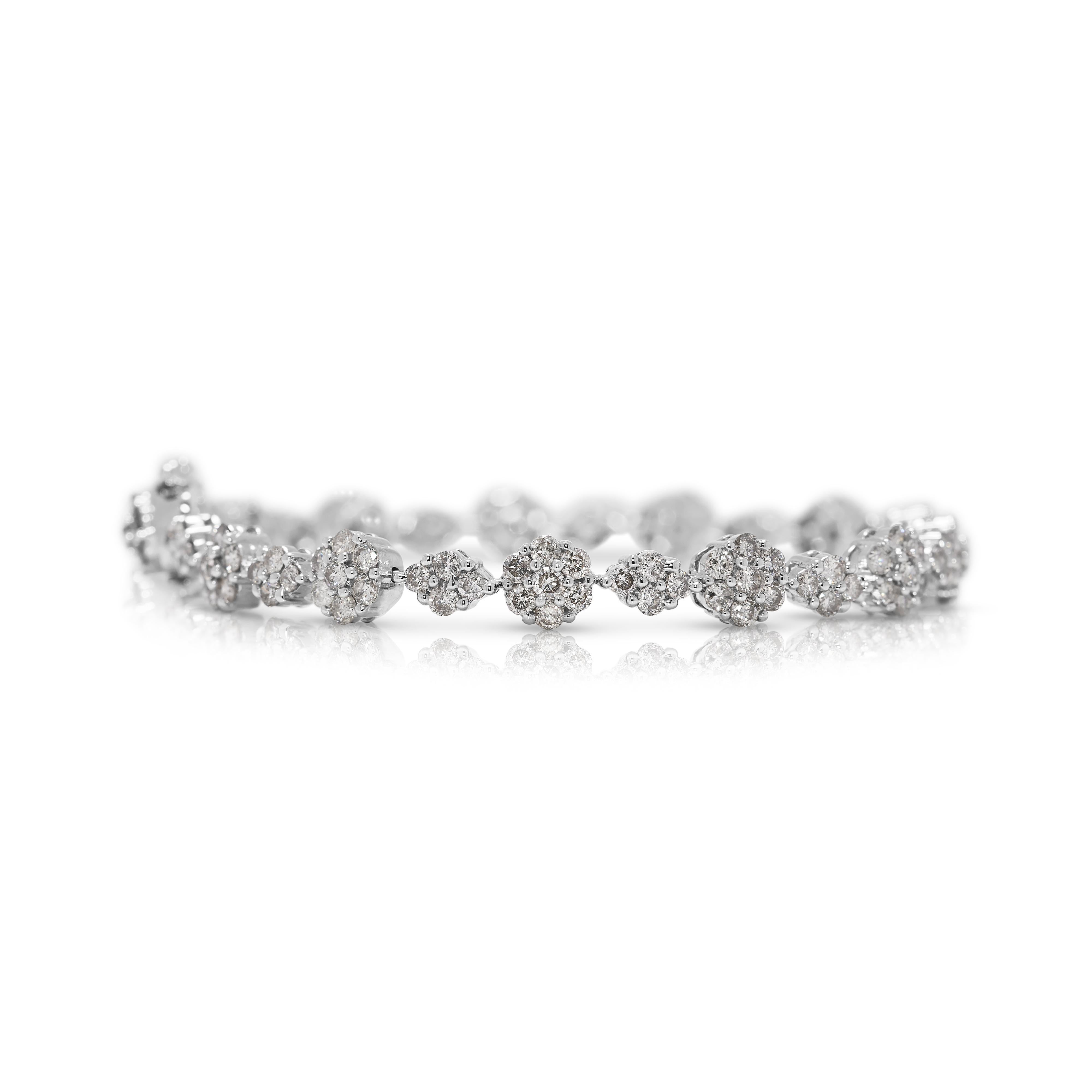 Bracelet éblouissant en or blanc 18 carats composé de diamants naturels de 2,15 ct. Pour femmes en vente