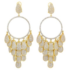 Pendants d'oreilles éblouissants en or jaune 18 carats avec diamants 22,00 carats certifiés IGI
