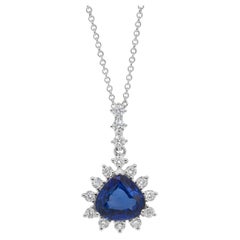 Dazzling 2.26ct Sapphire and Diamonds Necklace with Pendant in 18k White Gold