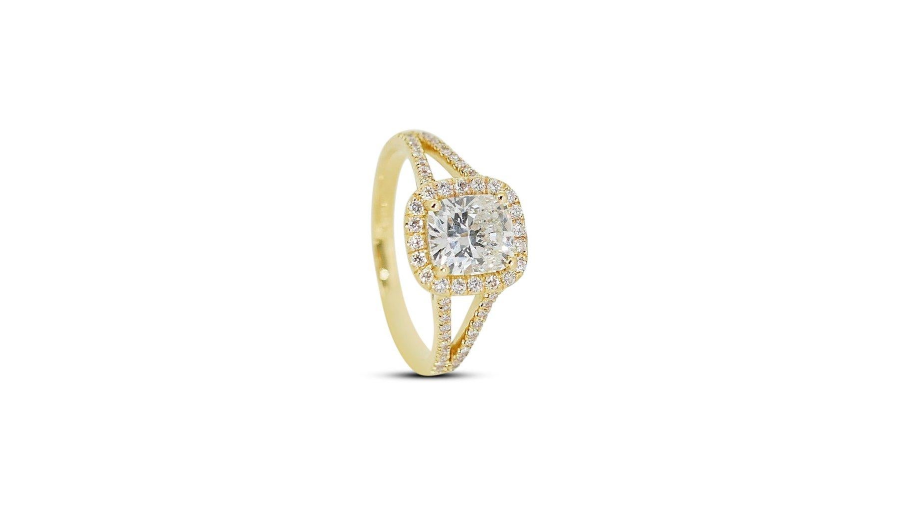Dazzling 2.31ct Diamonds Halo Ring in 18k Yellow Gold - GIA Certified 2
