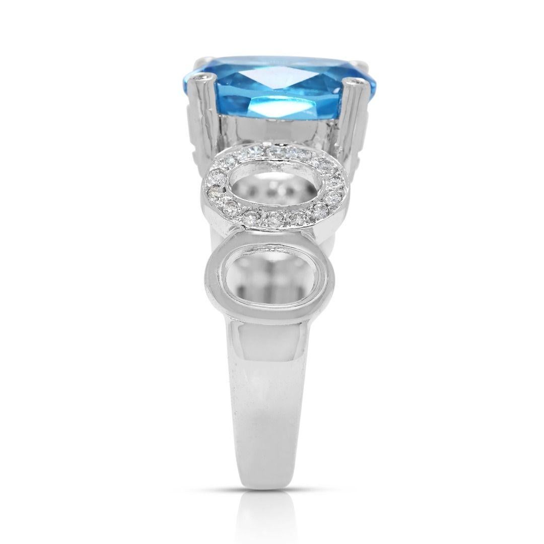 Dazzling 2.36ct Topaz and Diamond Ring in 18K White Gold For Sale 1