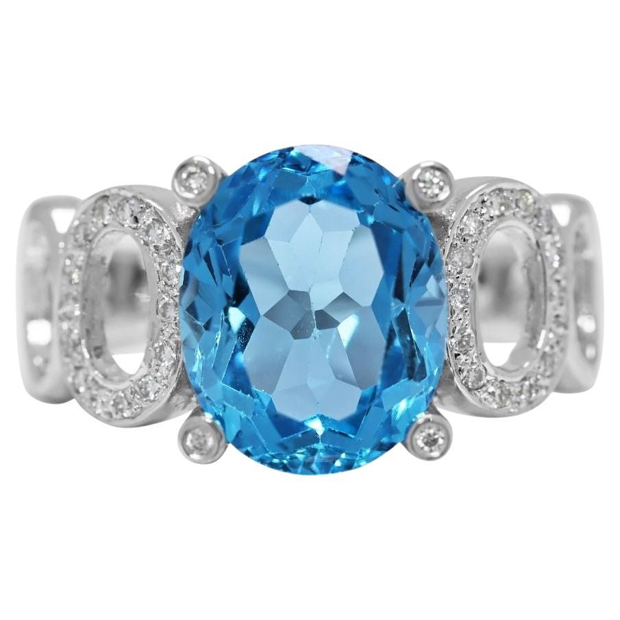 Dazzling 2.36ct Topaz and Diamond Ring in 18K White Gold For Sale