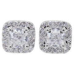 Dazzling 2.38ct Double Excellent Ideal Cut Diamonds Stud Earrings -GIA Certified