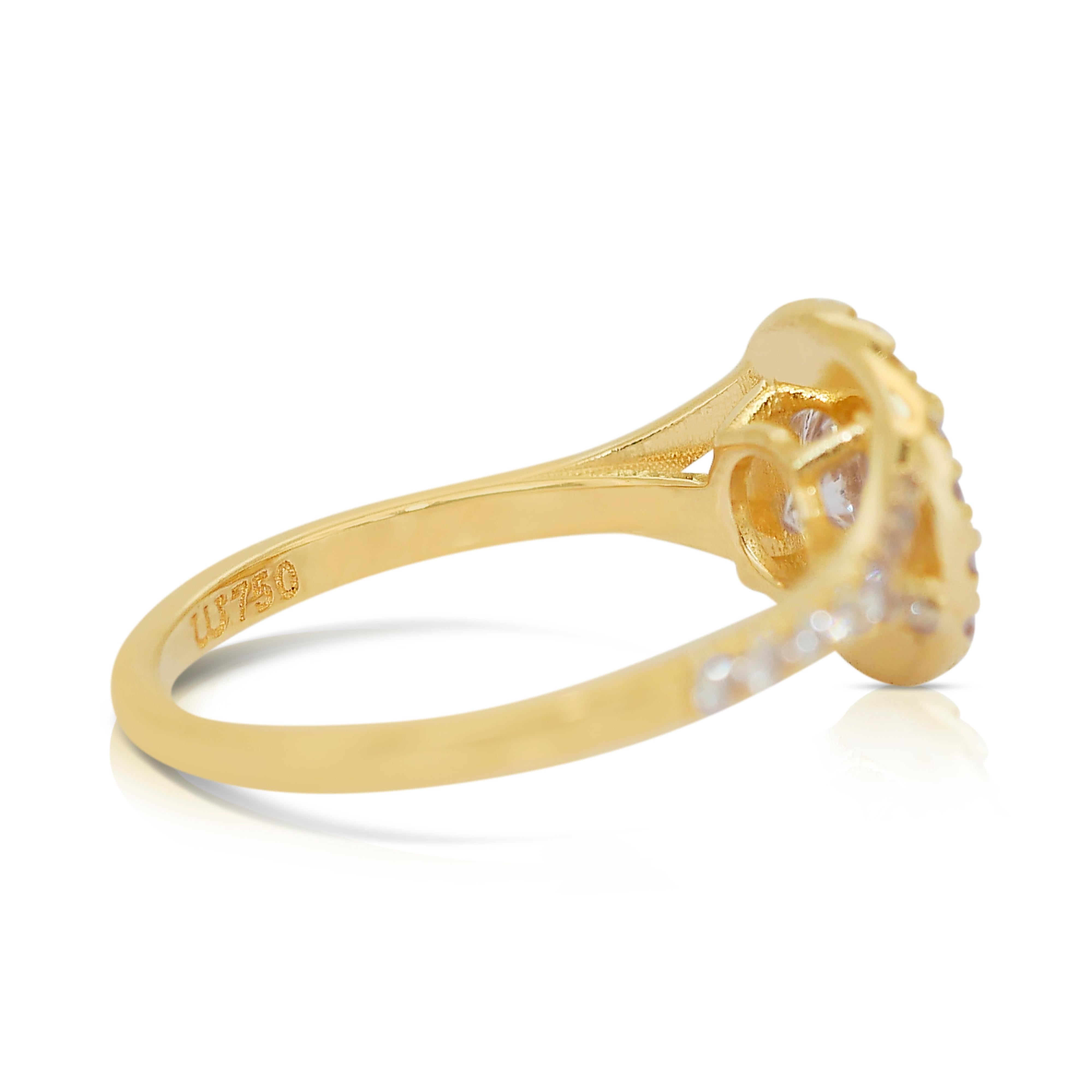 Round Cut Dazzling 2.47ct Triple Excellent Ideal Cut Diamonds Halo Ring in 18k Yellow Gold