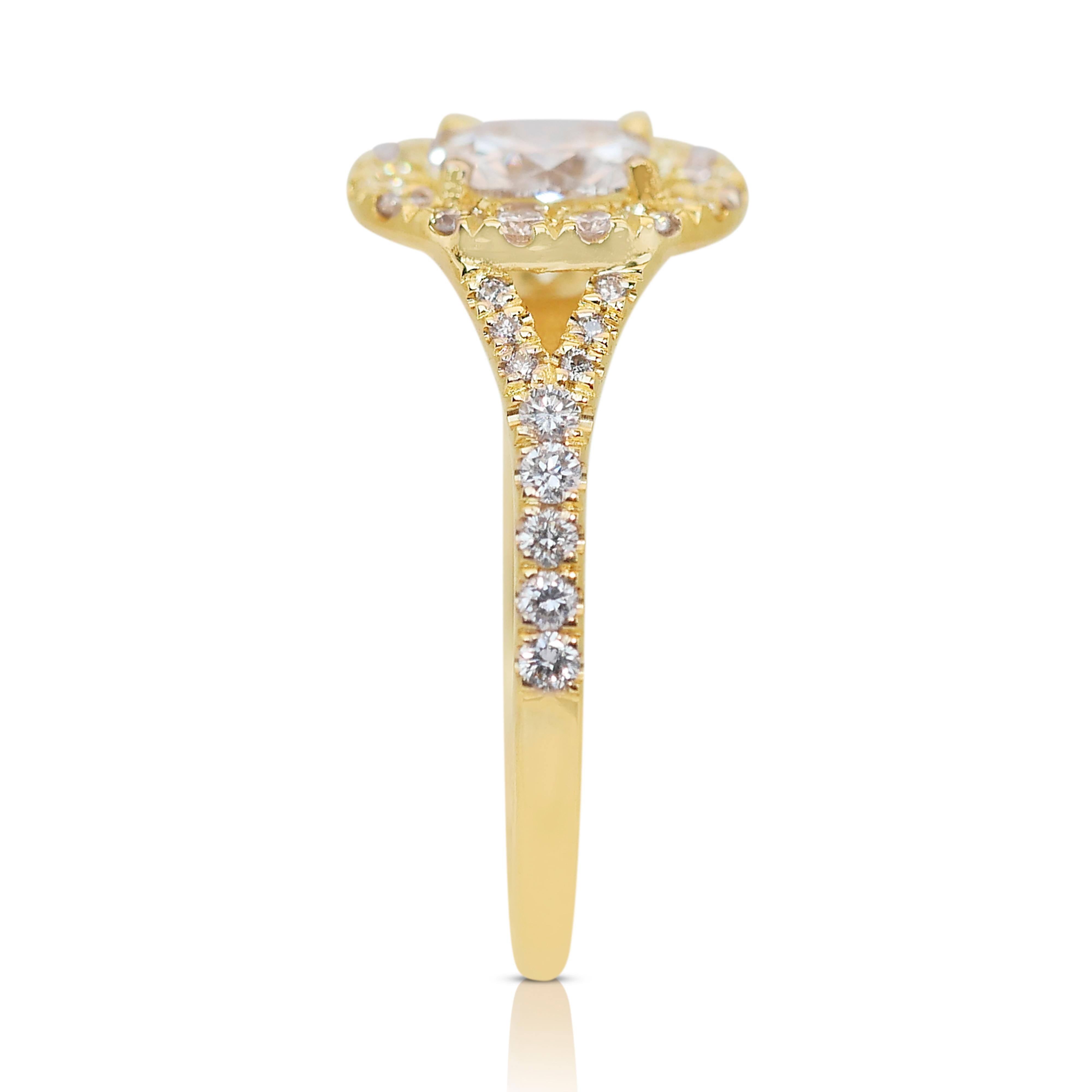 Dazzling 2.47ct Triple Excellent Ideal Cut Diamonds Halo Ring in 18k Yellow Gold 1