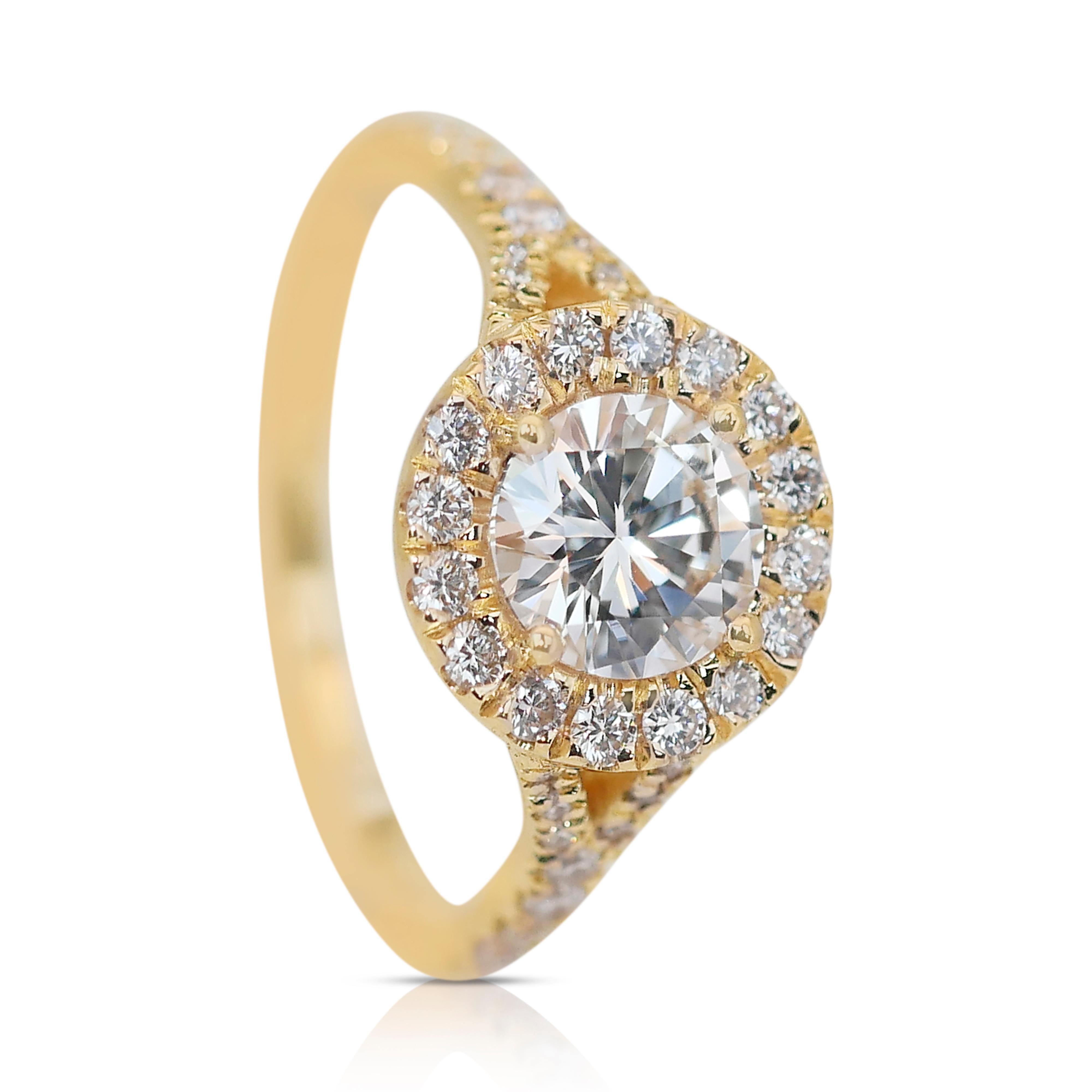 Dazzling 2.47ct Triple Excellent Ideal Cut Diamonds Halo Ring in 18k Yellow Gold 2