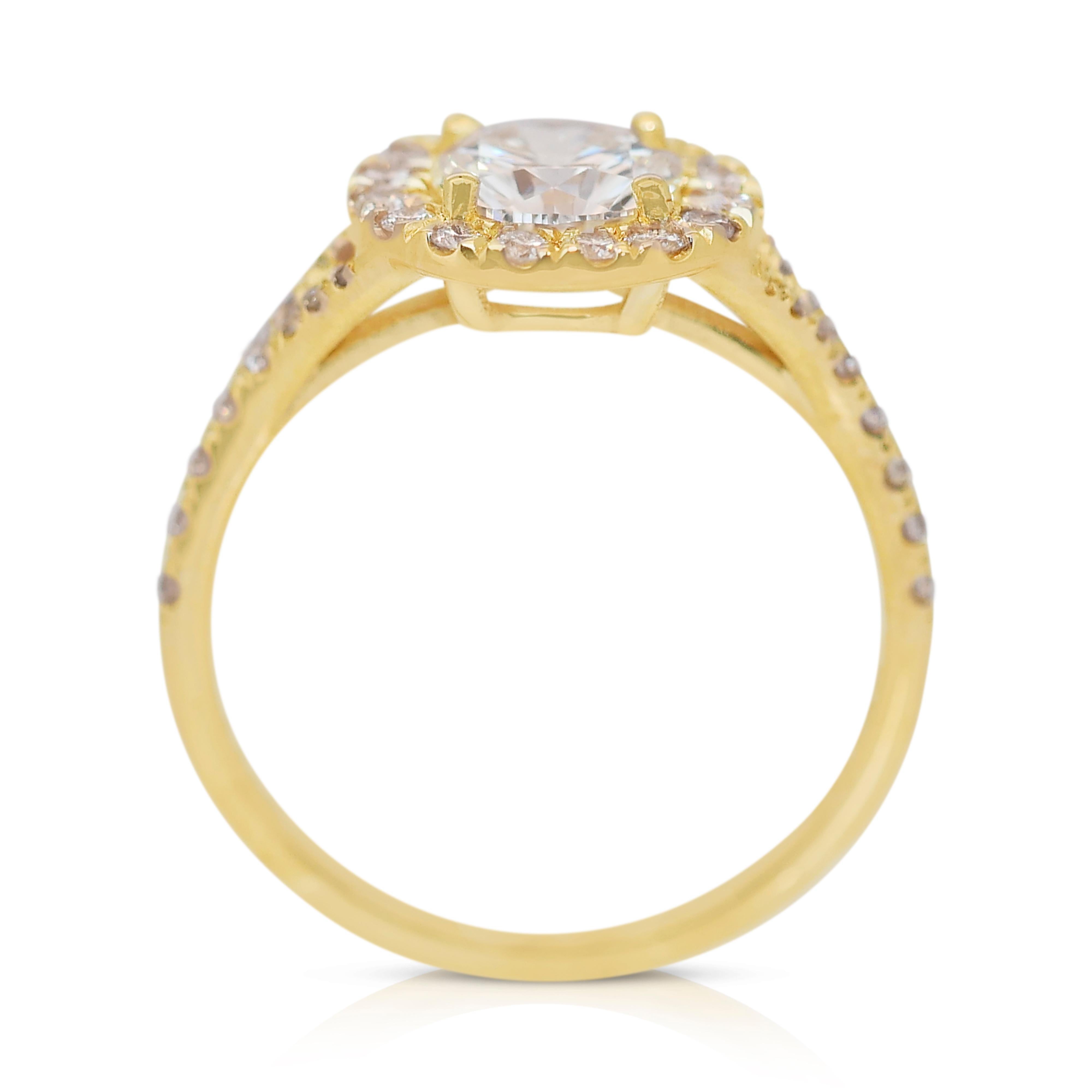 Dazzling 2.47ct Triple Excellent Ideal Cut Diamonds Halo Ring in 18k Yellow Gold 3