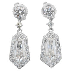 Dazzling 2.48ct Diamonds Drop Earrings in 18k White Gold - IGI Certified