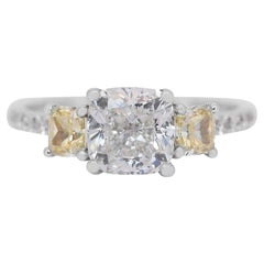 Schillernde 2,57ct Diamanten 3-Stein-Ring in 18k Weißgold - GIA zertifiziert