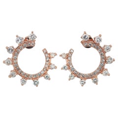 Boucles d'oreilles éblouissantes en or rose 18 carats avec diamants 2,57 carats certifiés IGI
