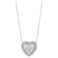 Collier halo éblouissant de 2,58 carats de diamants en forme de cœur en or blanc 18 carats, certifié IGI