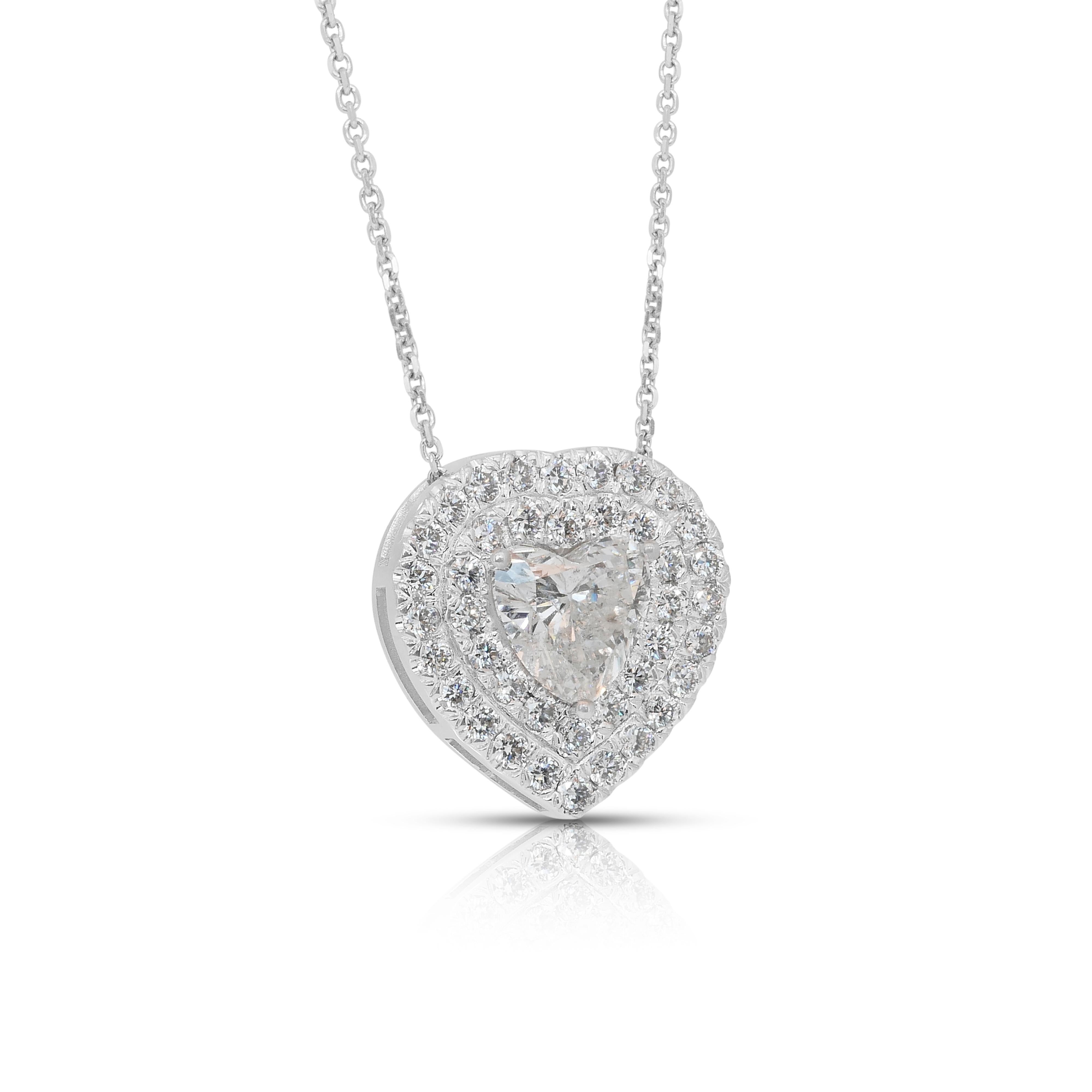 Cuore Splendida collana di diamanti da 2,64 carati con doppio pendente a forma di cuore - Certificato IGI in vendita