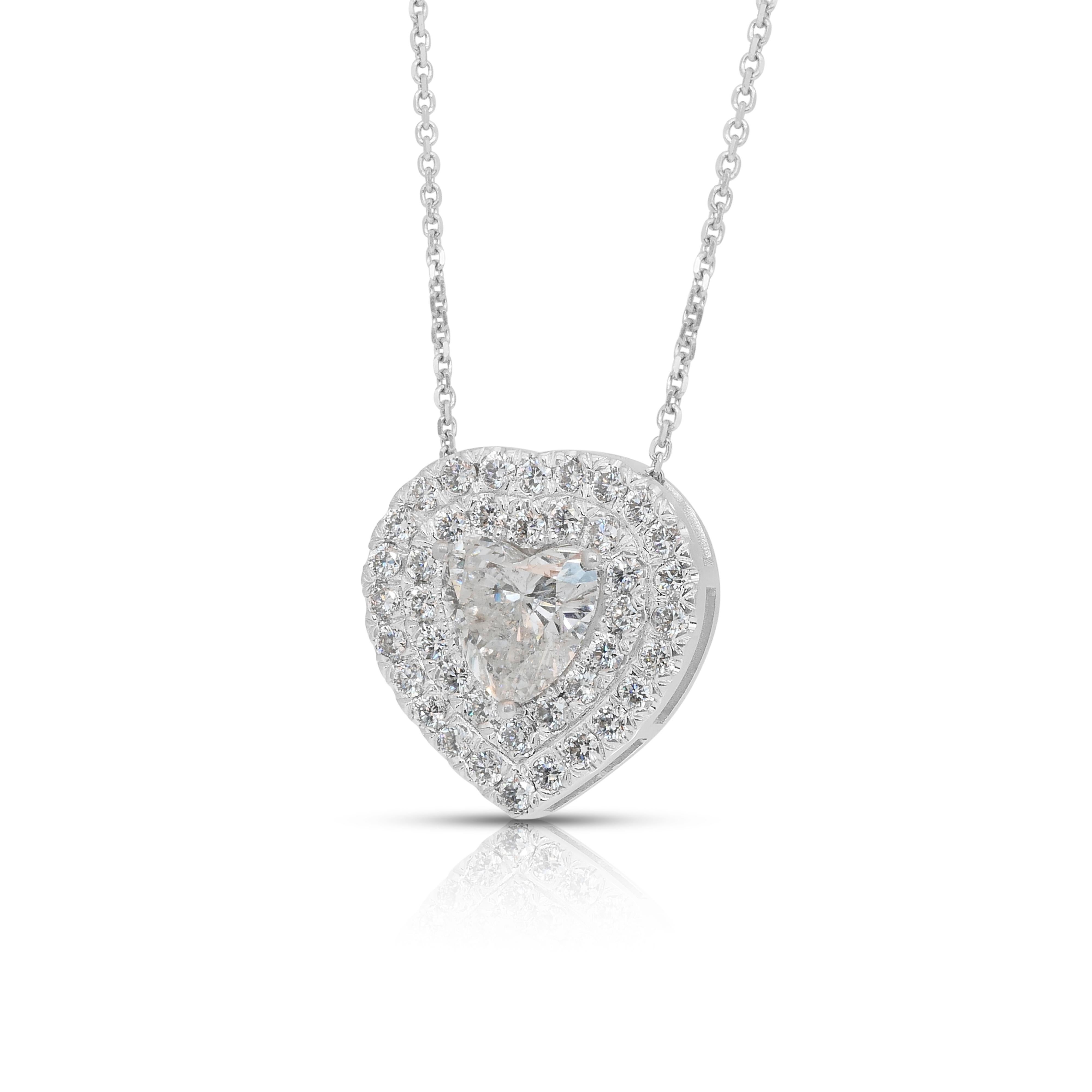 Splendida collana di diamanti da 2,64 carati con doppio pendente a forma di cuore - Certificato IGI In condizioni Nuovo in vendita a רמת גן, IL