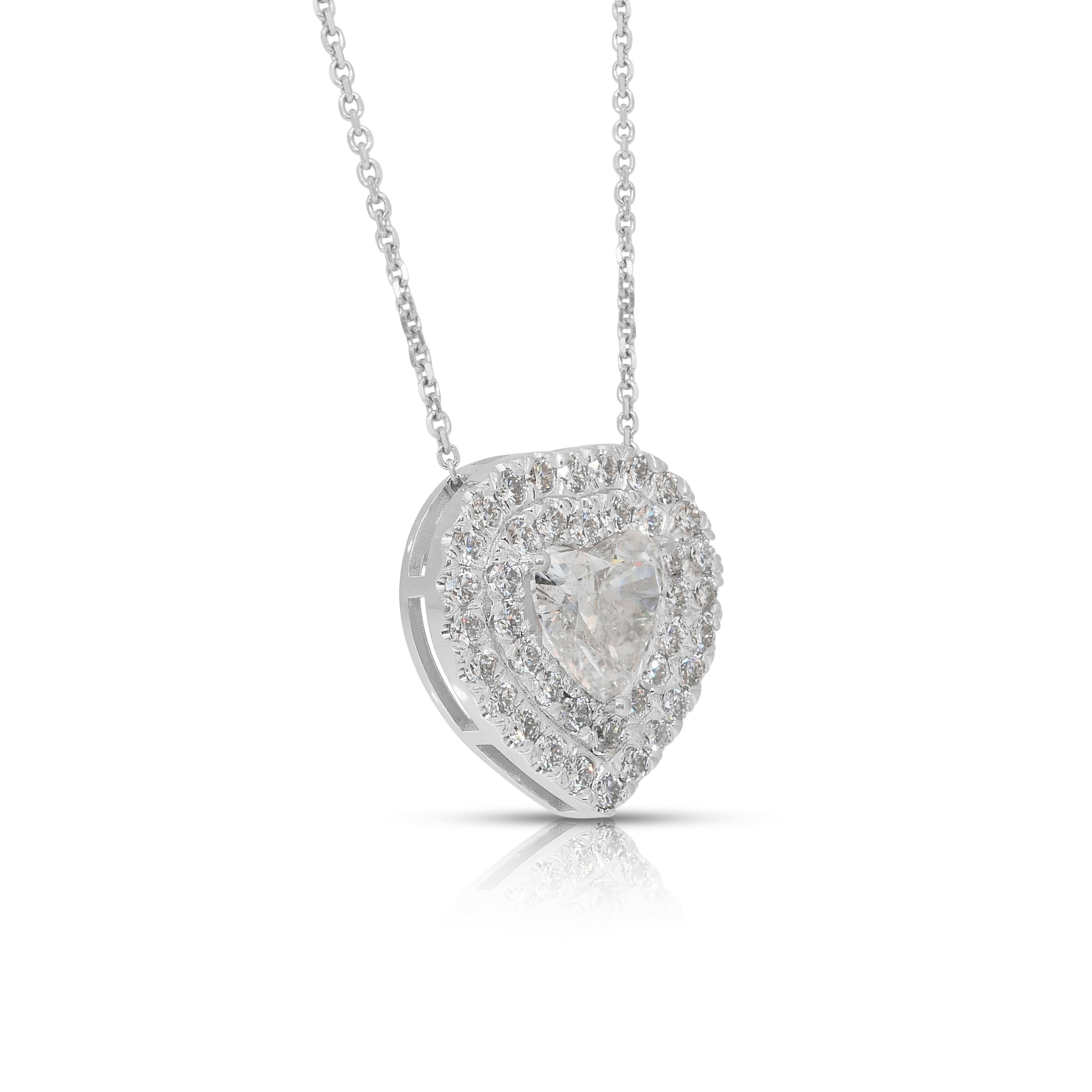 Splendida collana di diamanti da 2,64 carati con doppio pendente a forma di cuore - Certificato IGI in vendita 1