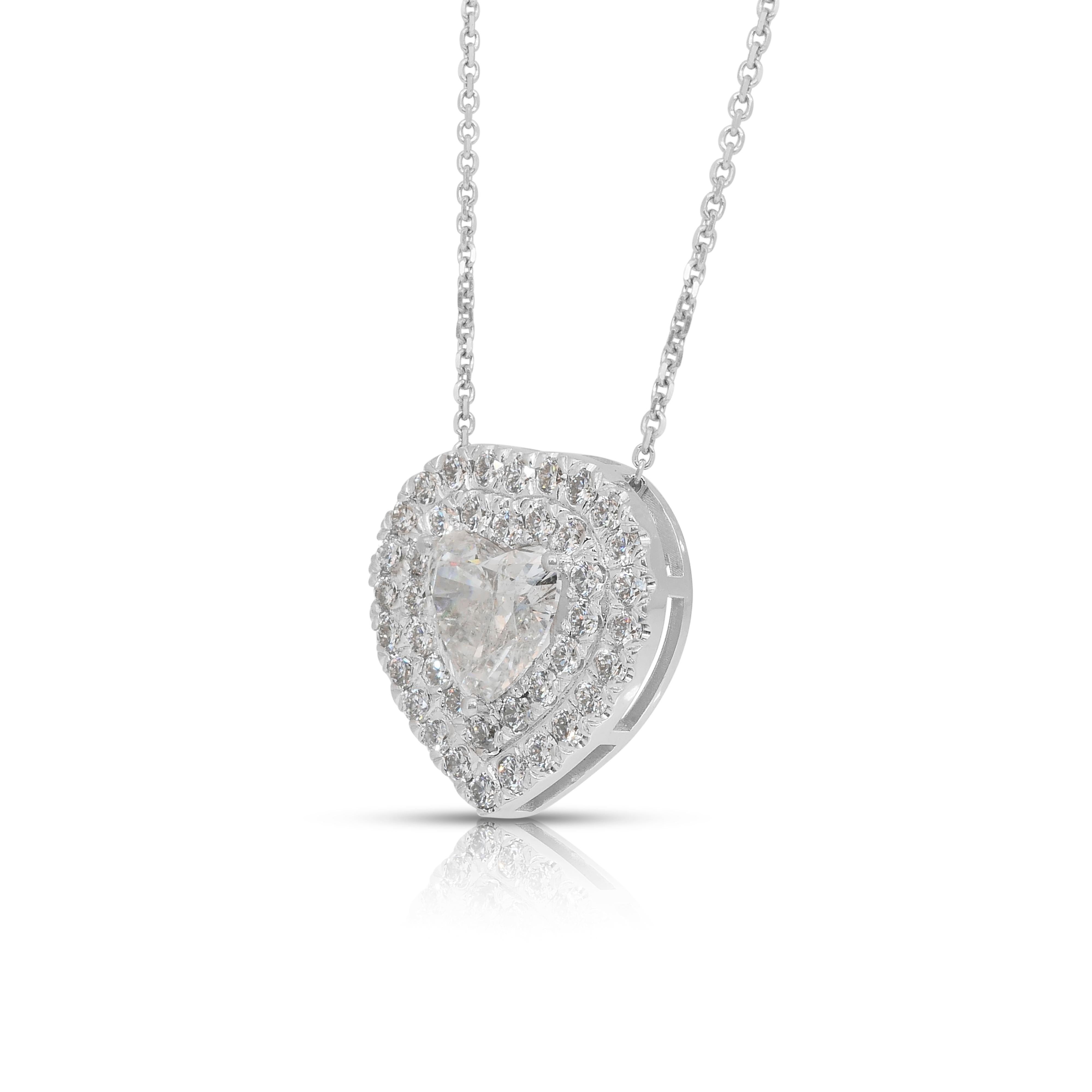 Splendida collana di diamanti da 2,64 carati con doppio pendente a forma di cuore - Certificato IGI in vendita 2