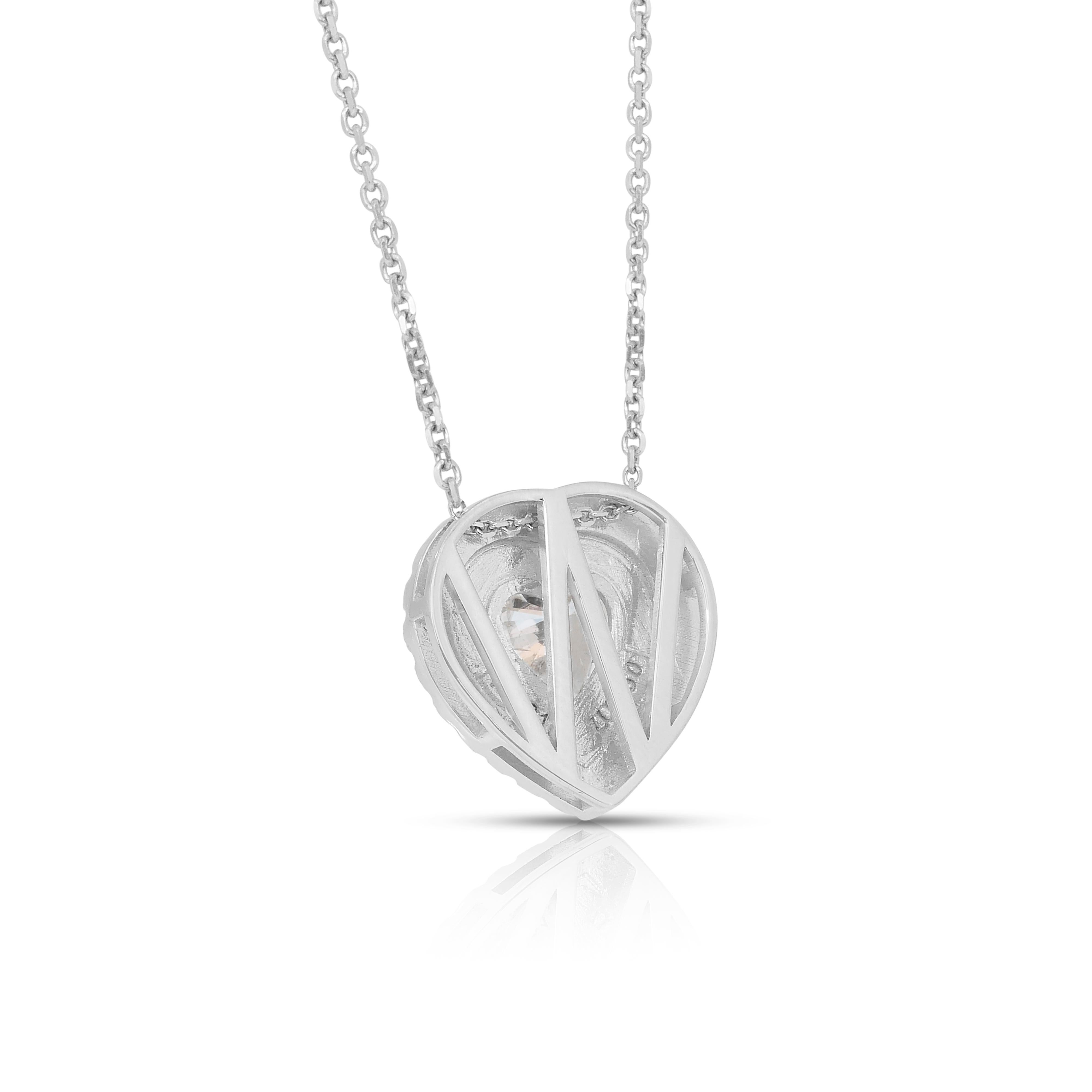 Splendida collana di diamanti da 2,64 carati con doppio pendente a forma di cuore - Certificato IGI in vendita 3