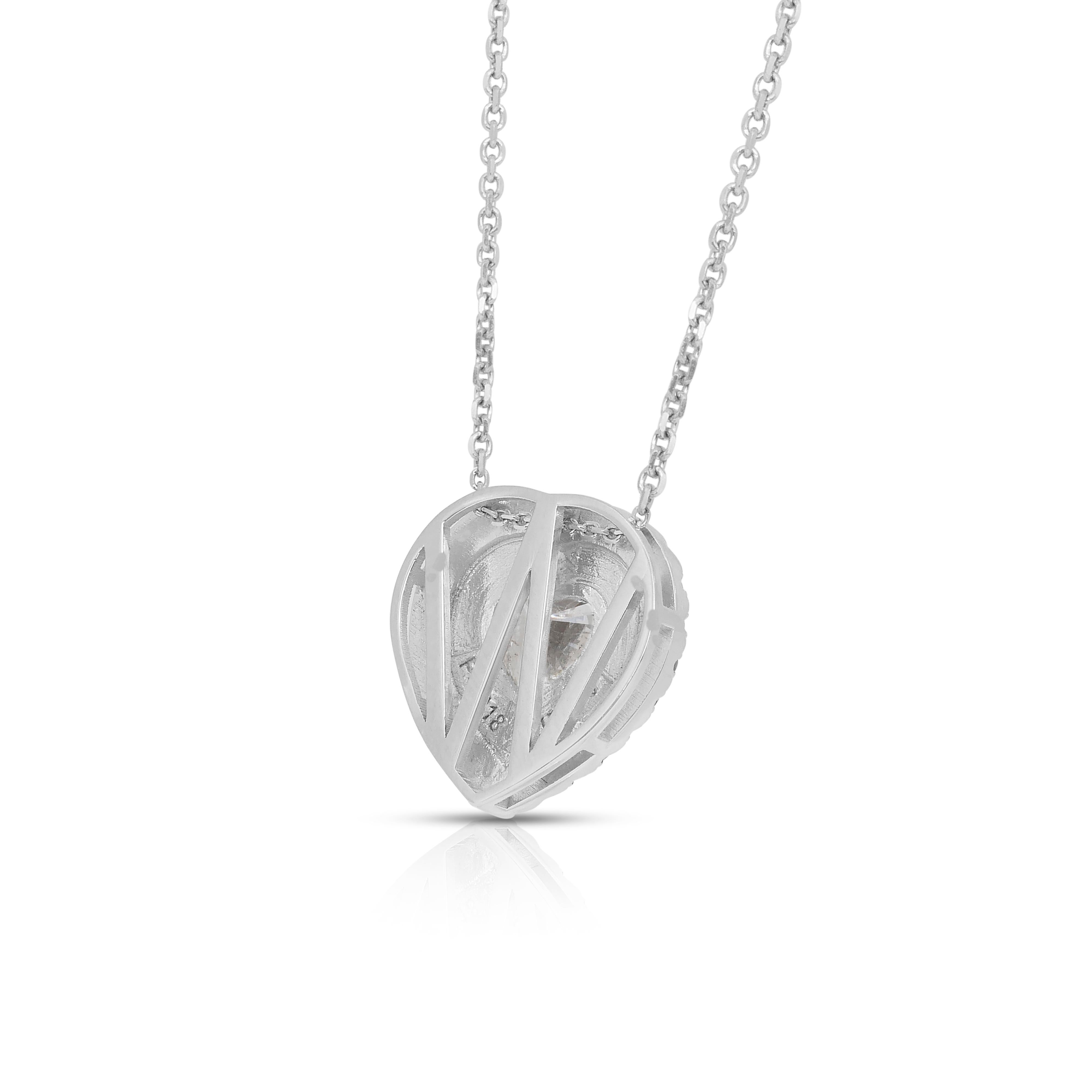 Splendida collana di diamanti da 2,64 carati con doppio pendente a forma di cuore - Certificato IGI in vendita 4