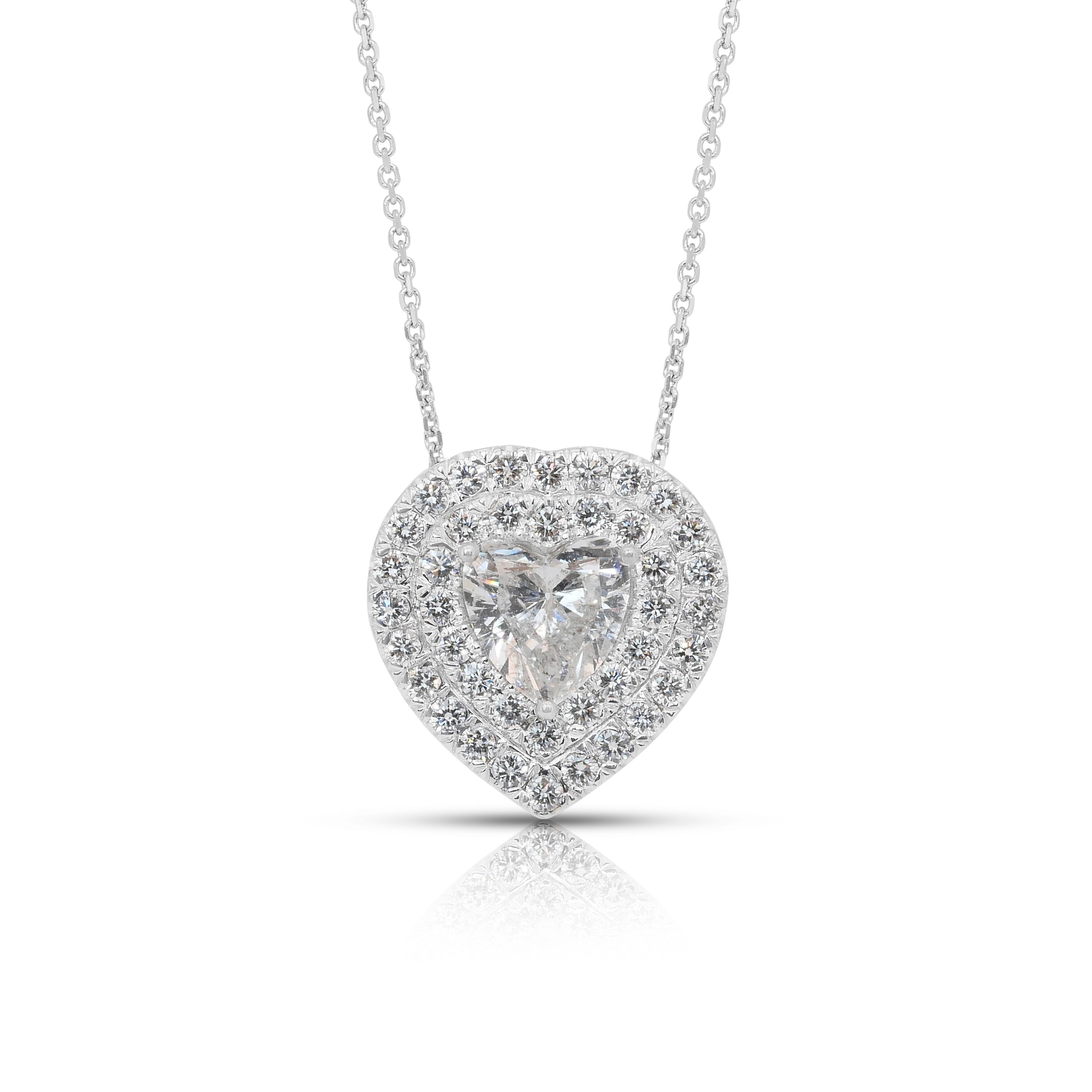 Splendida collana di diamanti da 2,64 carati con doppio pendente a forma di cuore - Certificato IGI