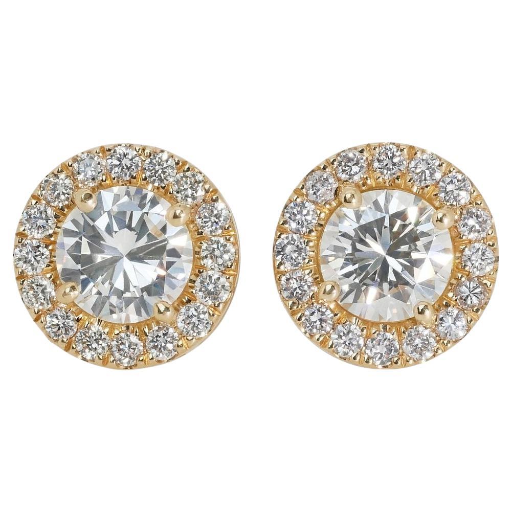 Dazzling 2.66ct Triple Excellent Ideal Cut Diamonds Stud Earrings -GIA Certified