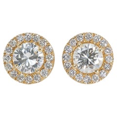 Clous d'oreilles éblouissants avec trois diamants taille idéale de 2,66 carats certifiés GIA