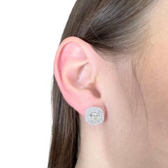 Dazzling 2.90ct Diamonds Double Halo Earrings in 18k White Gold - IGI Certified