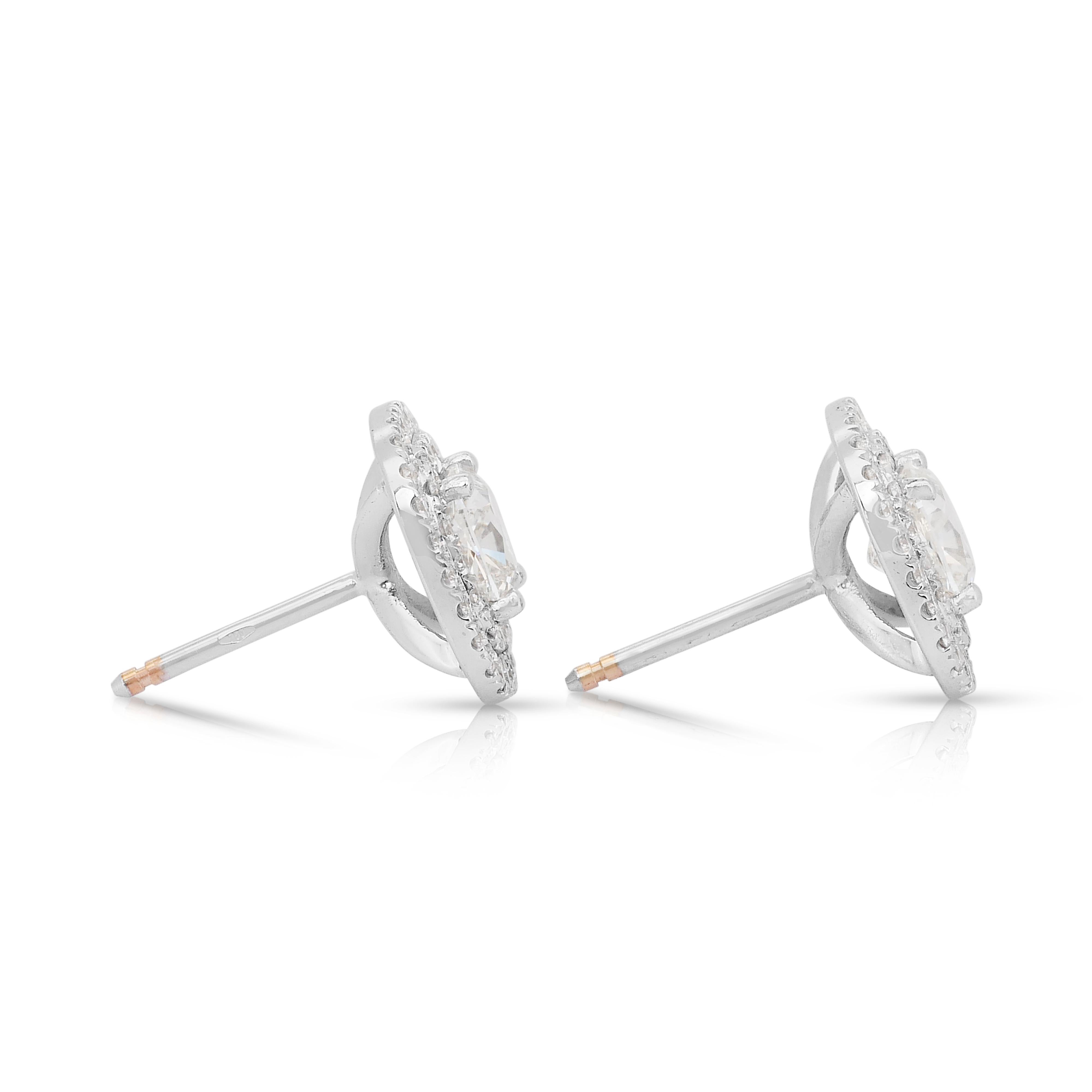 Orecchini a doppio cerchio con 2,90 carati di diamanti in oro bianco 18 carati - certificati IGI in vendita 2