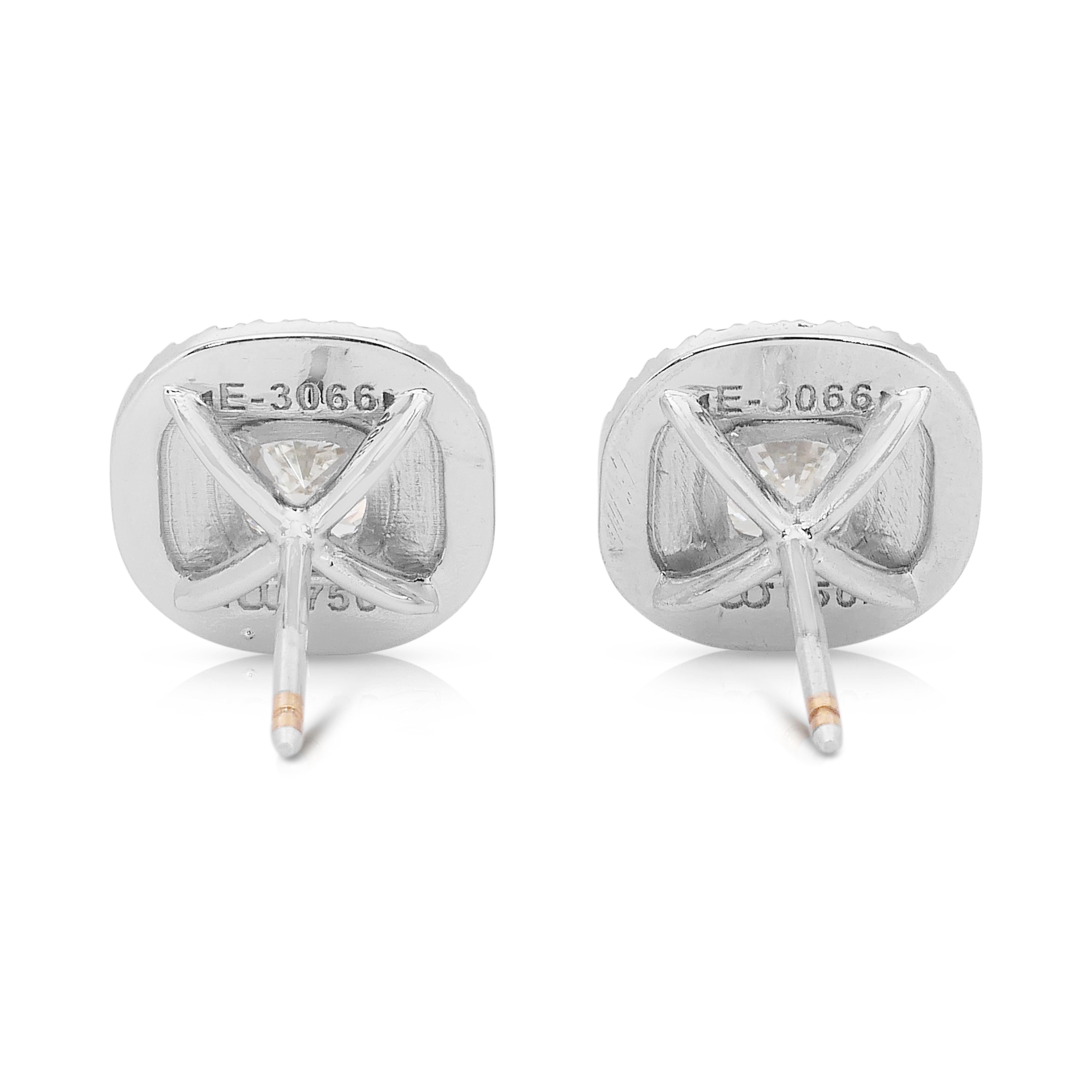 Orecchini a doppio cerchio con 2,90 carati di diamanti in oro bianco 18 carati - certificati IGI in vendita 3