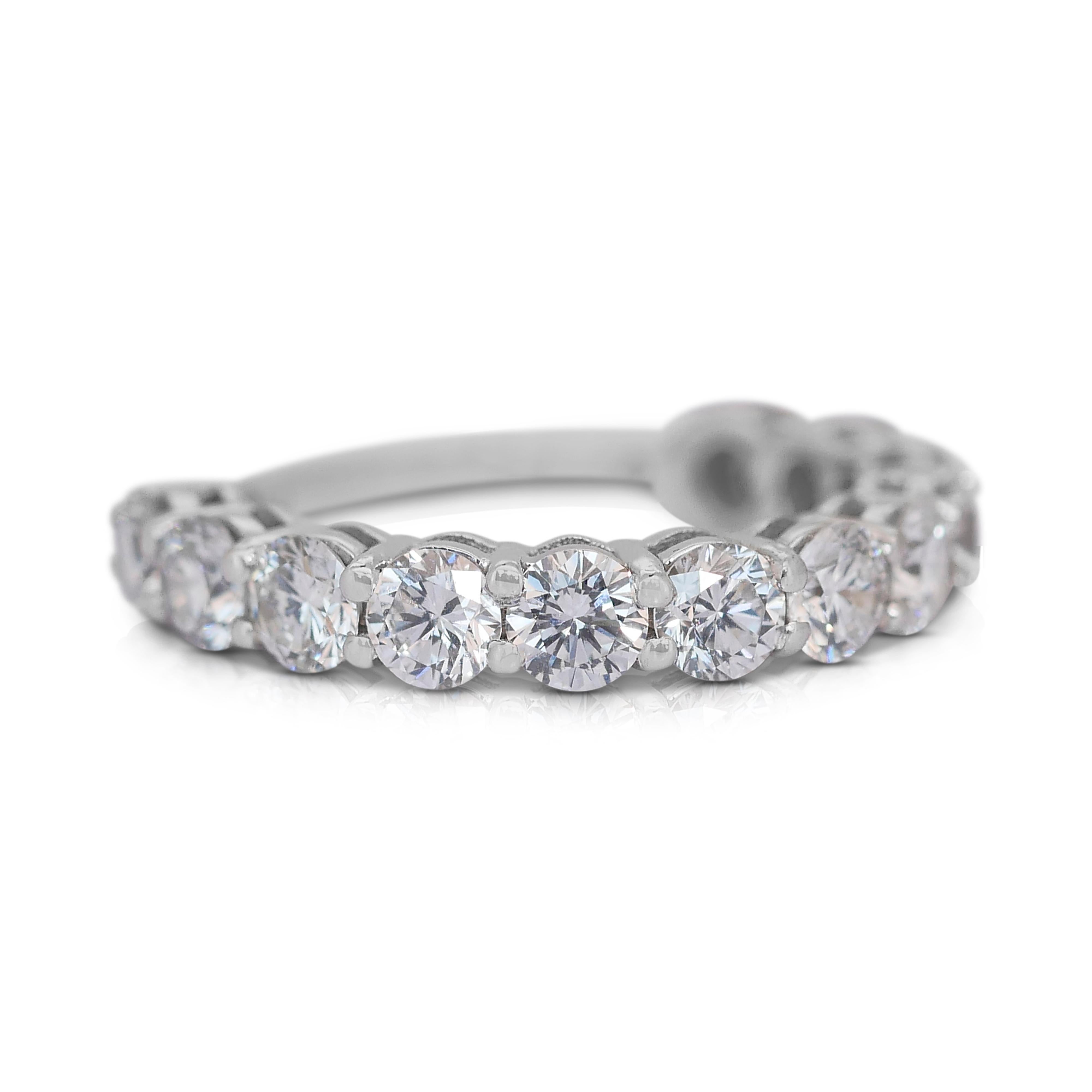 Round Cut Dazzling 2.93ct Diamonds Half Eternity Ring in 18k White Gold - IGI Certified