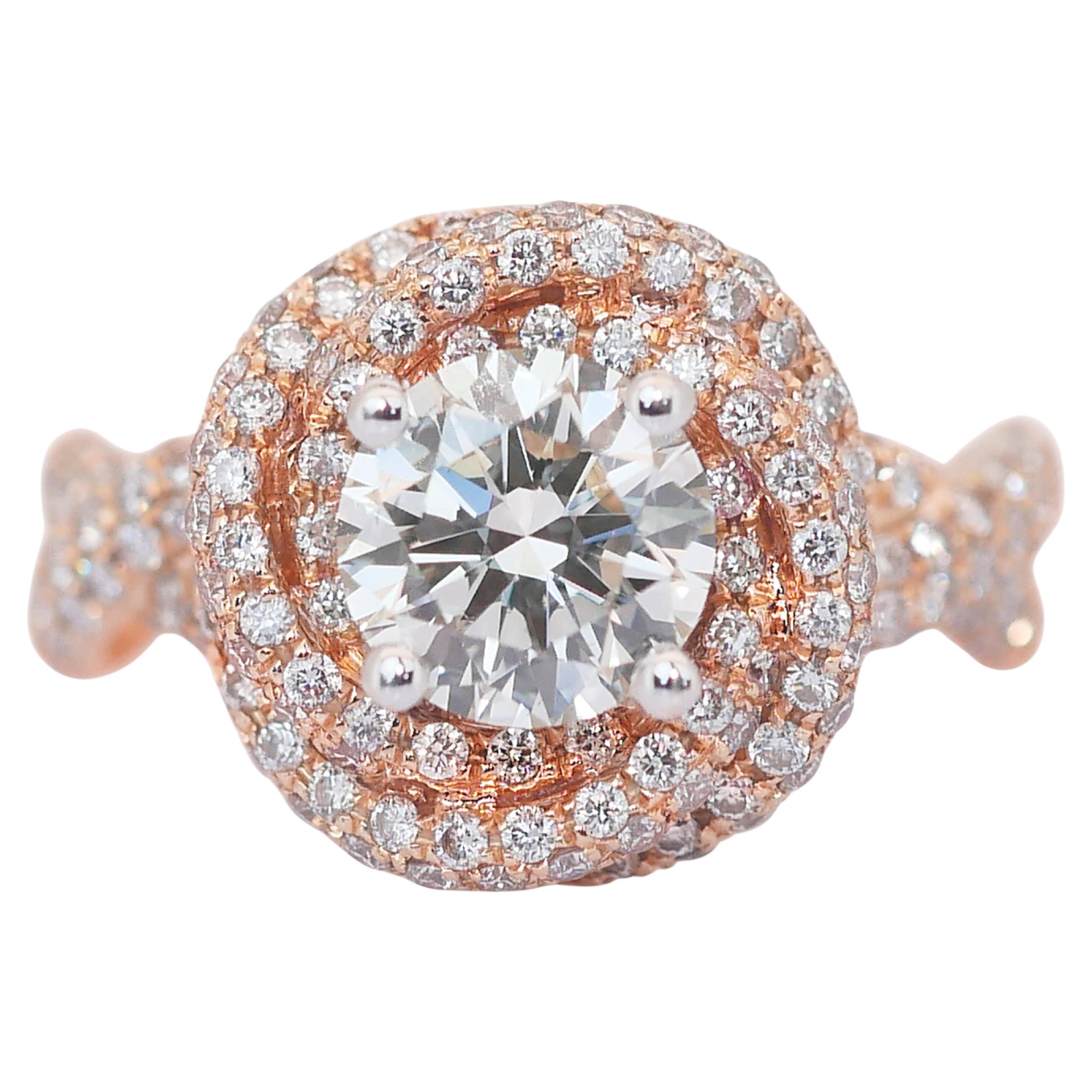 Dazzling 2.96ct Diamonds Cluster Ring in 18k Rose Gold - IGI Certified