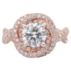Dazzling 2.96ct Diamonds Cluster Ring in 18k Rose Gold - IGI Certified